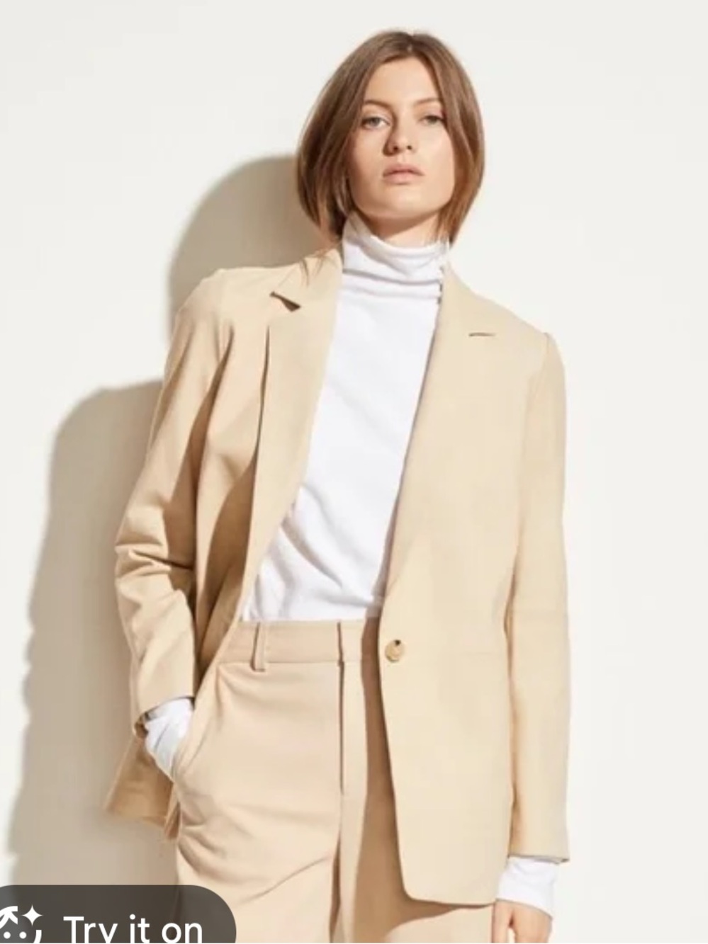 Vince Beige Tailored leather Blazer